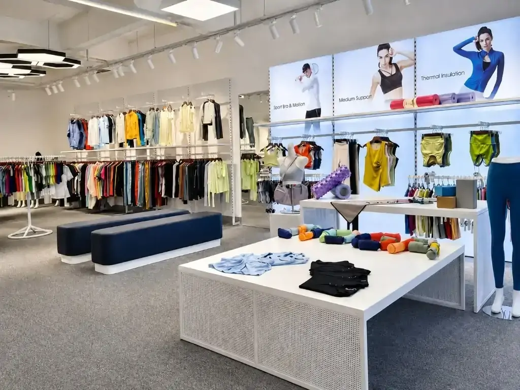 Dongguan activewear factory showroom — ZIESHINE buyer reception, not a retail shop