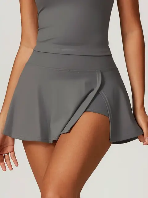 A-Line One-Piece tennis dress in liberty grey front view