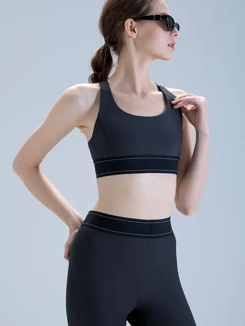 Adjustable-Strap High-Support yoga bra in rhino grey front view
