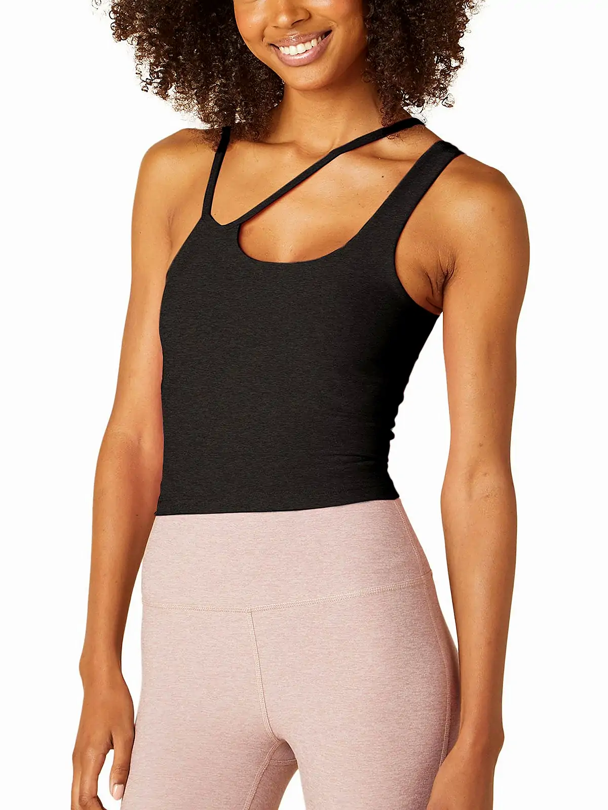 Flatlock seam detail on yoga tank