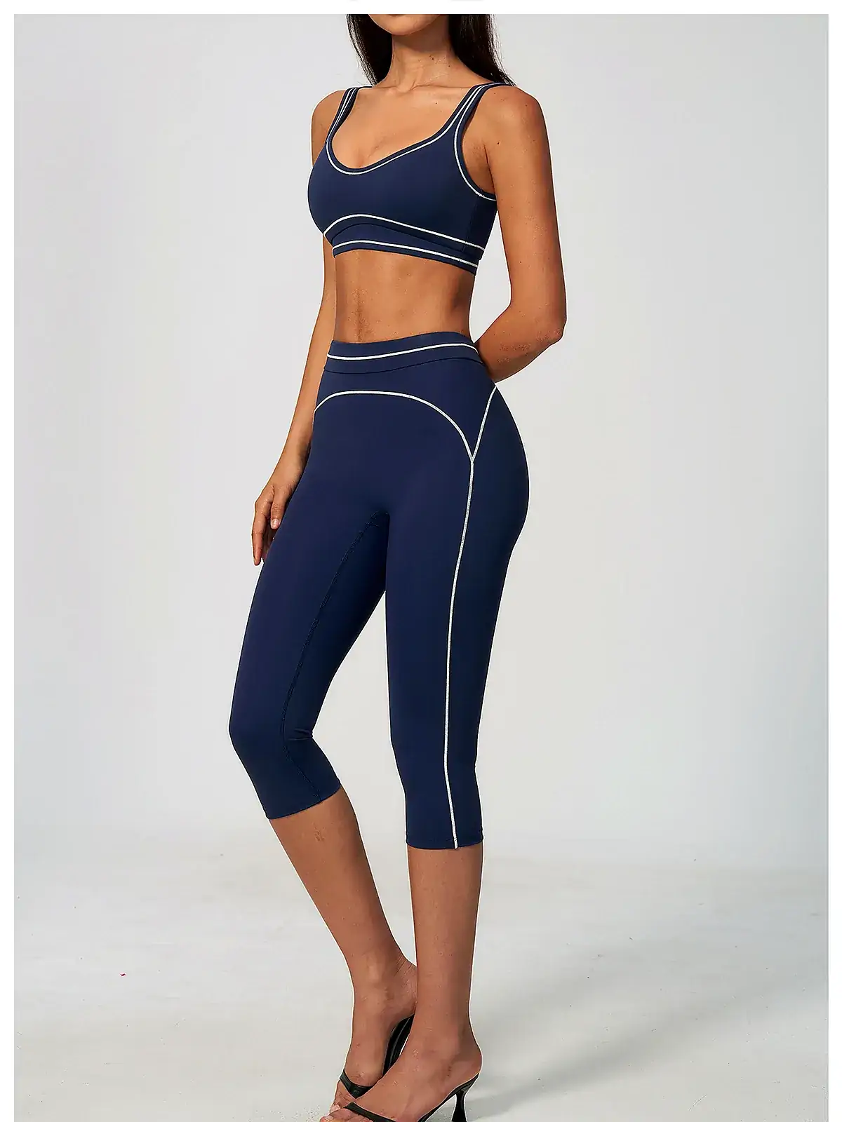 Brushed Anti-Shock support yoga set back seam construction