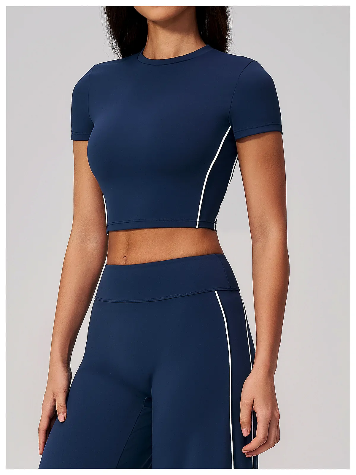 Brushed Crop Yoga Tee — fabric close-up