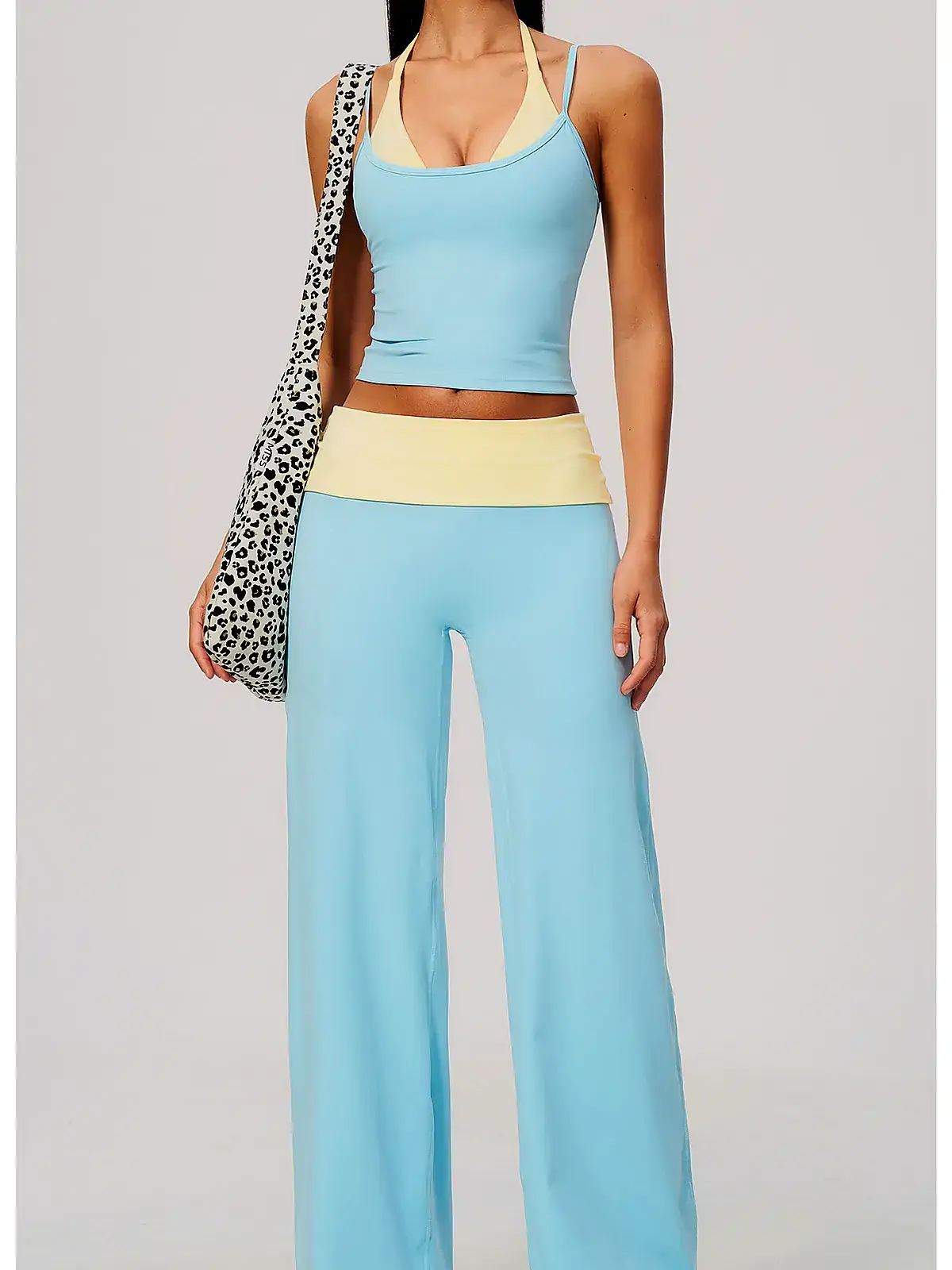 Brushed halter cami top back seam construction
