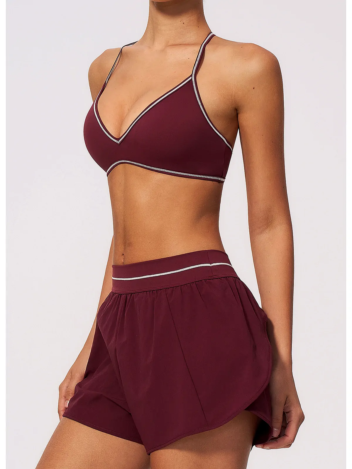 Waistband detail on Brushed 2-in-1 yoga shorts