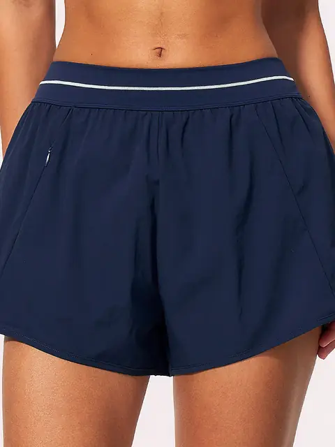 Brushed 2-in-1 yoga shorts in midnight blue front view