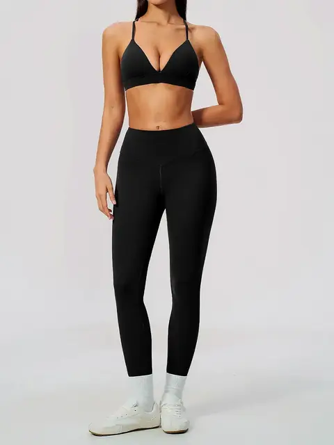 Brushed sculpt Two-Piece yoga set in mocha front view