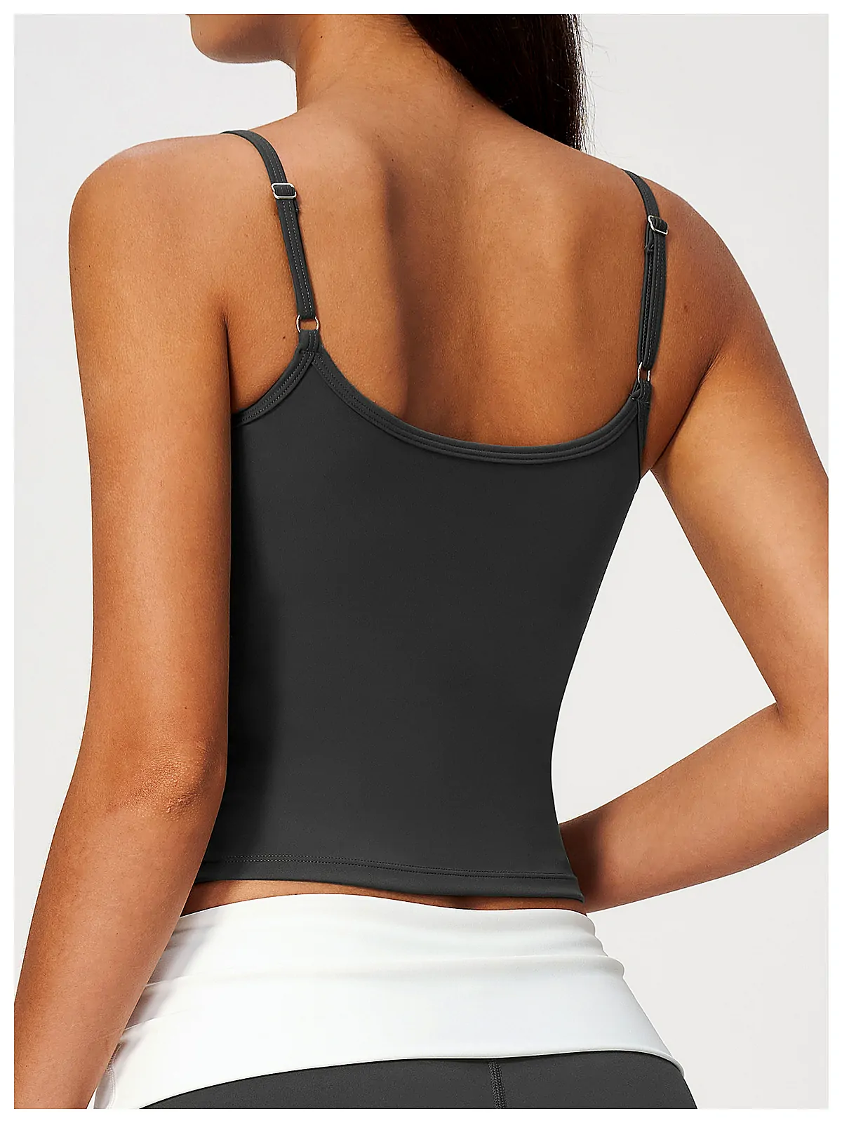 Flatlock seam detail on yoga tank