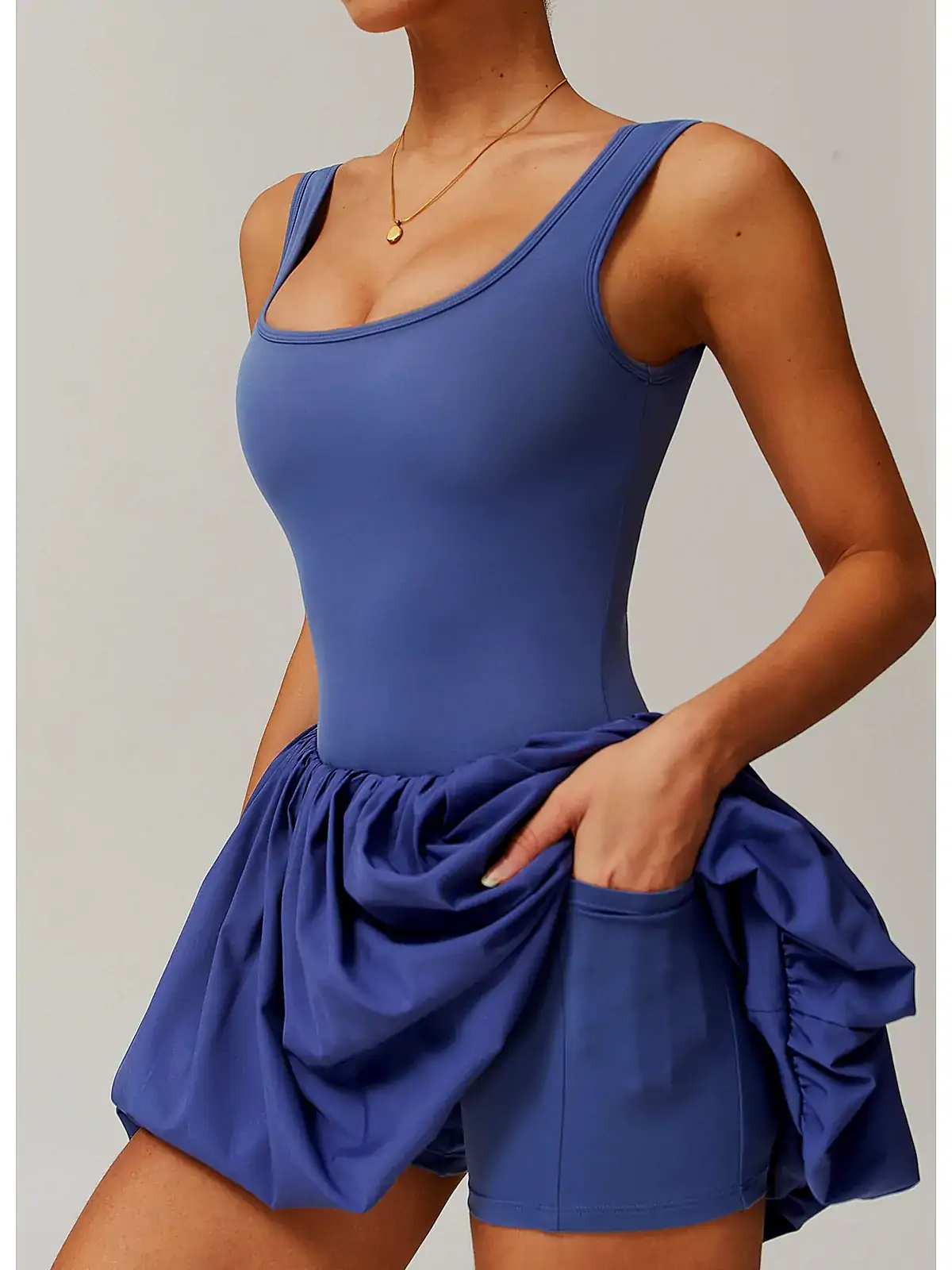 Flatlock seam detail on dress