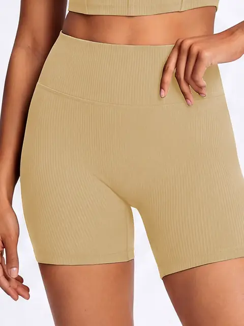 Cloud Cross-Back yoga set in oat apricot front view