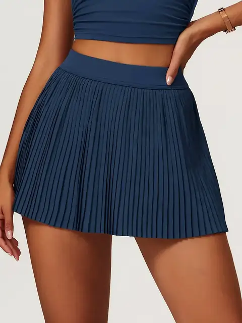 Cloud breathable tennis skirt in emblem blue front view