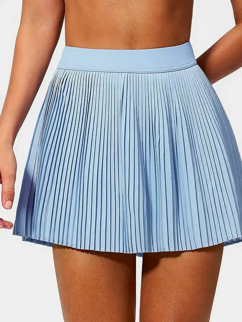 Cloud breathable tennis skirt in ice blue front view