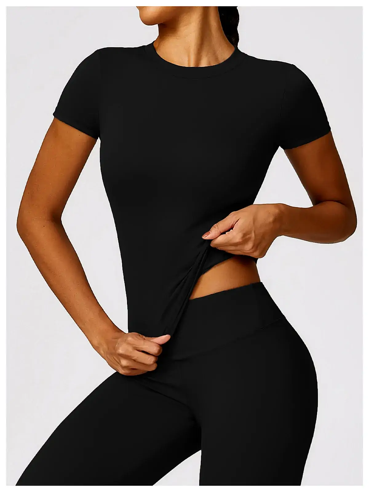 Flatlock seam detail on yoga tank