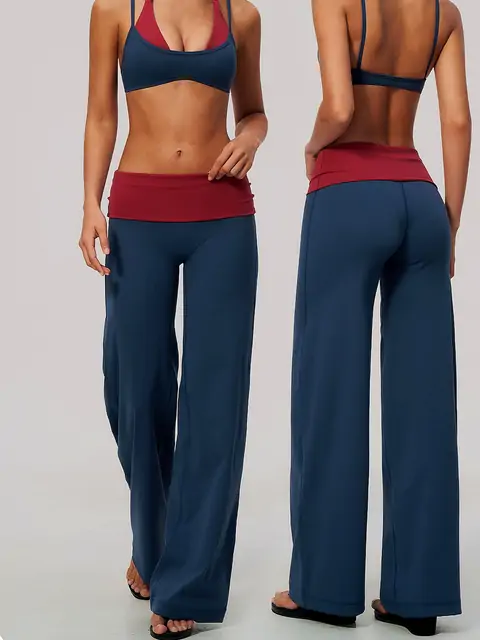 Colour-Block High-Waist yoga set in heather grey front view