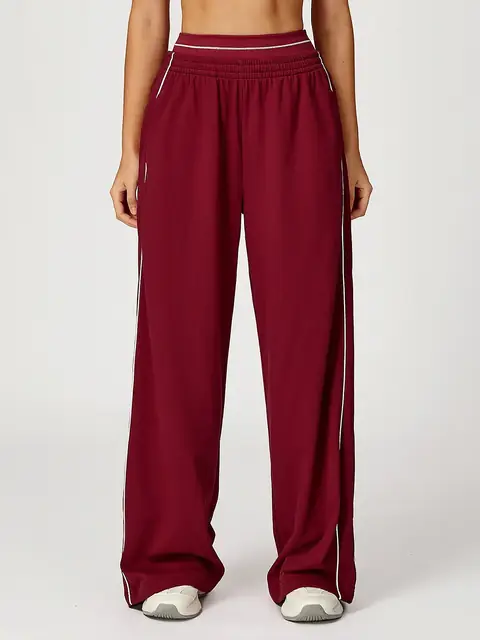 Colour-Block Straight-Leg sweatpants in cherry red front view