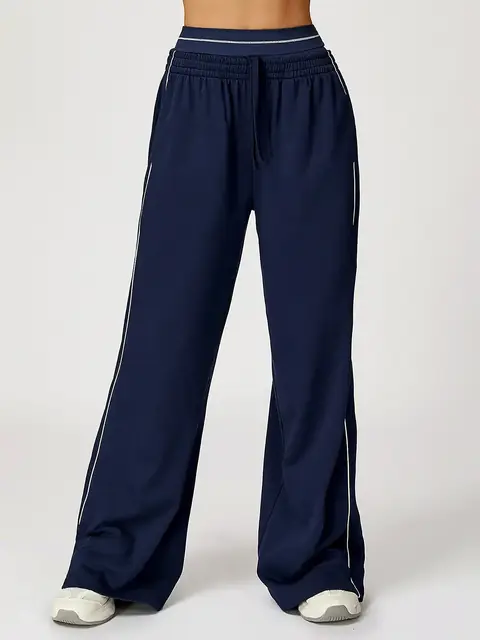 Colour-Block Straight-Leg sweatpants in emblem blue front view