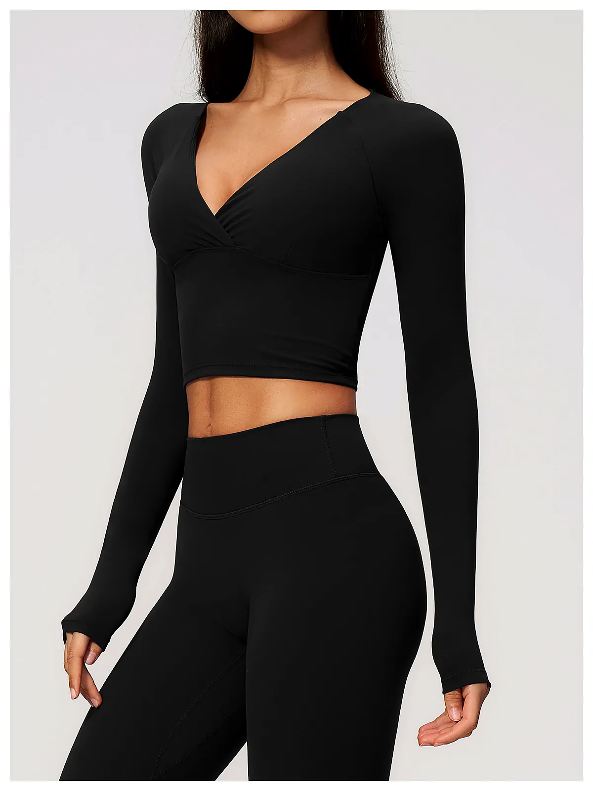 Cream-Feel Sculpt Long-Sleeve Top — back seam construction