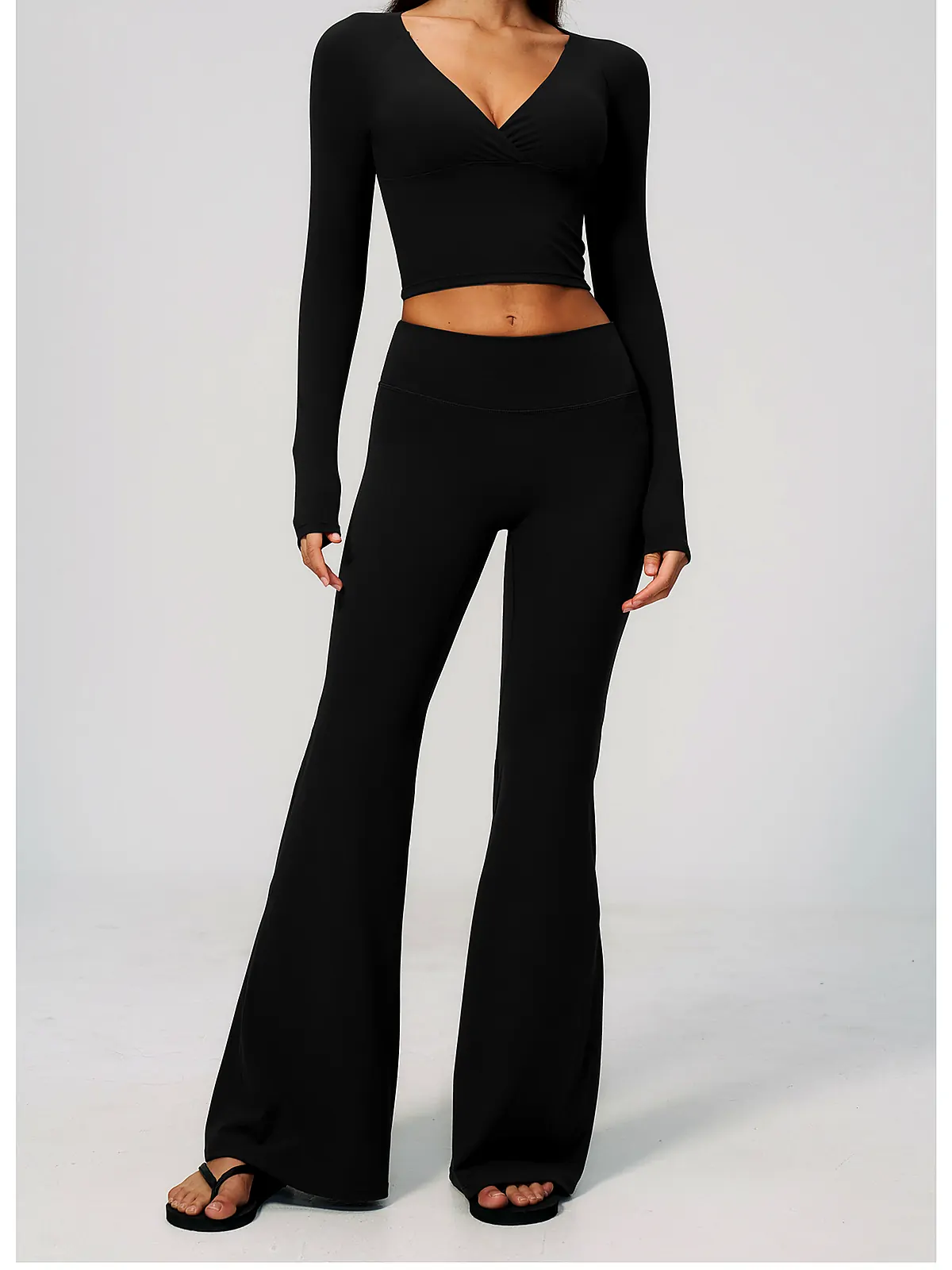 Cream-Feel Sculpt Long-Sleeve Top — flatlock seam detail