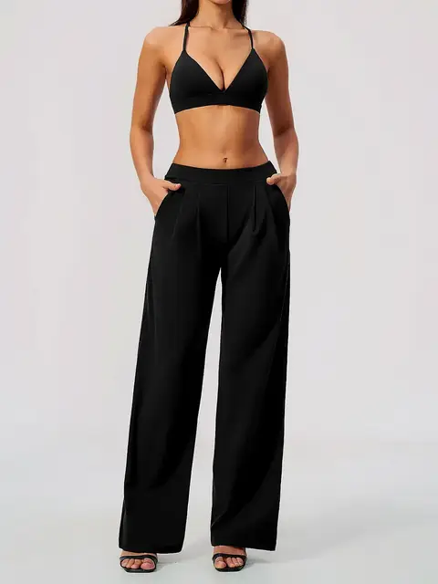 Cross-Back pilates yoga set in dark chocolate front view