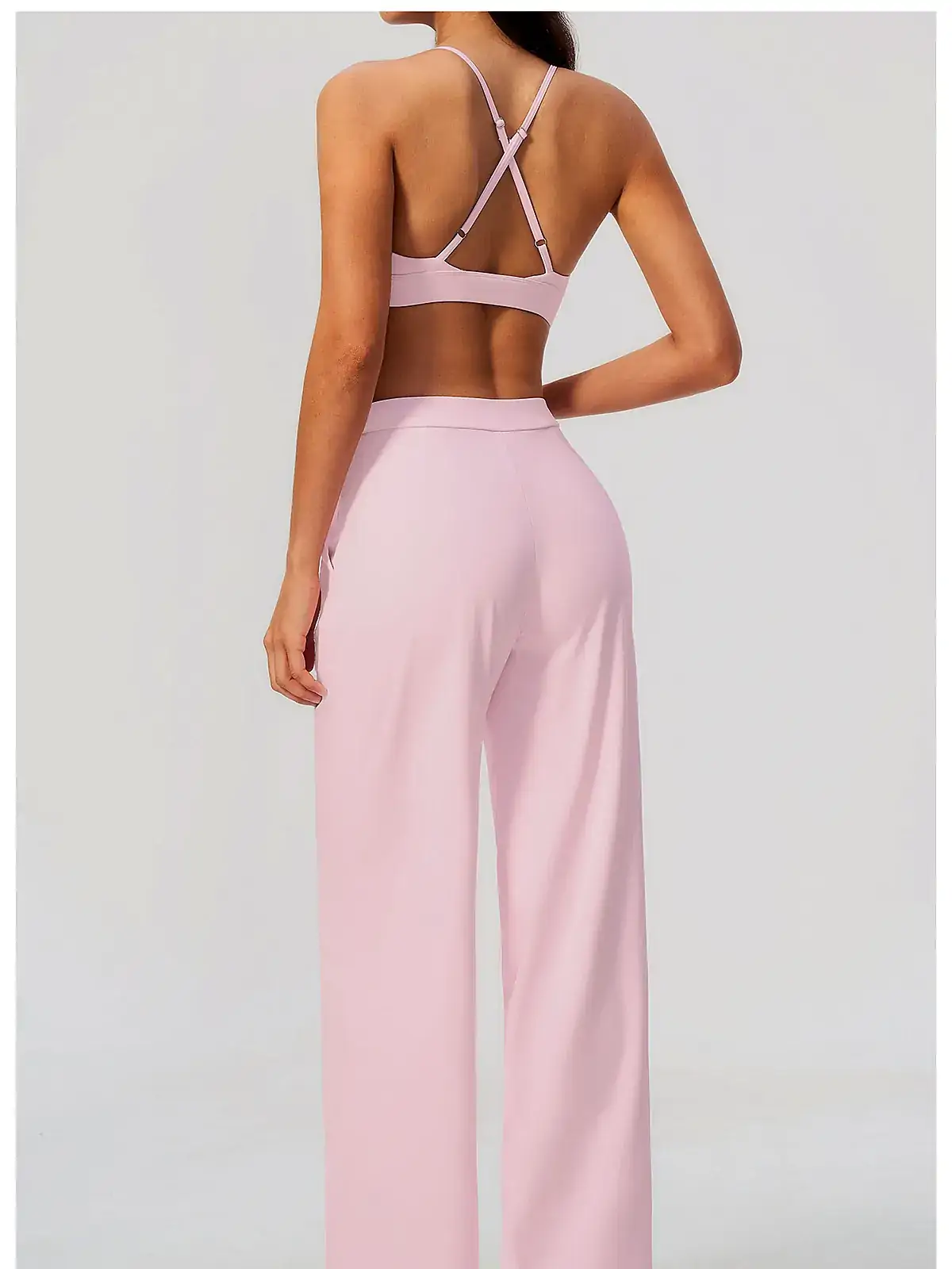 Cross-Back pilates yoga set back seam construction