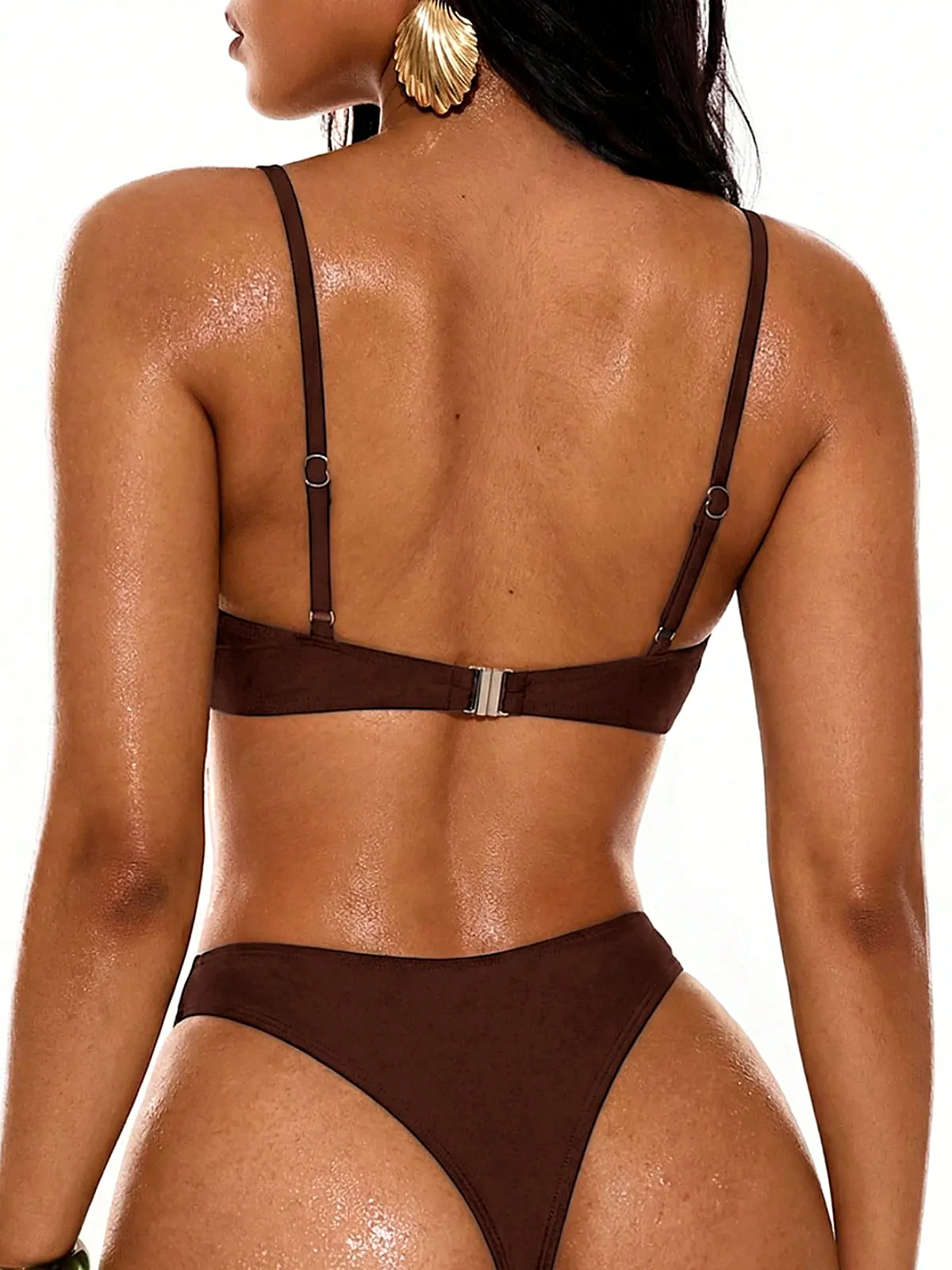 Midriff Cut-Out Gold-Bar One-Piece back seam construction