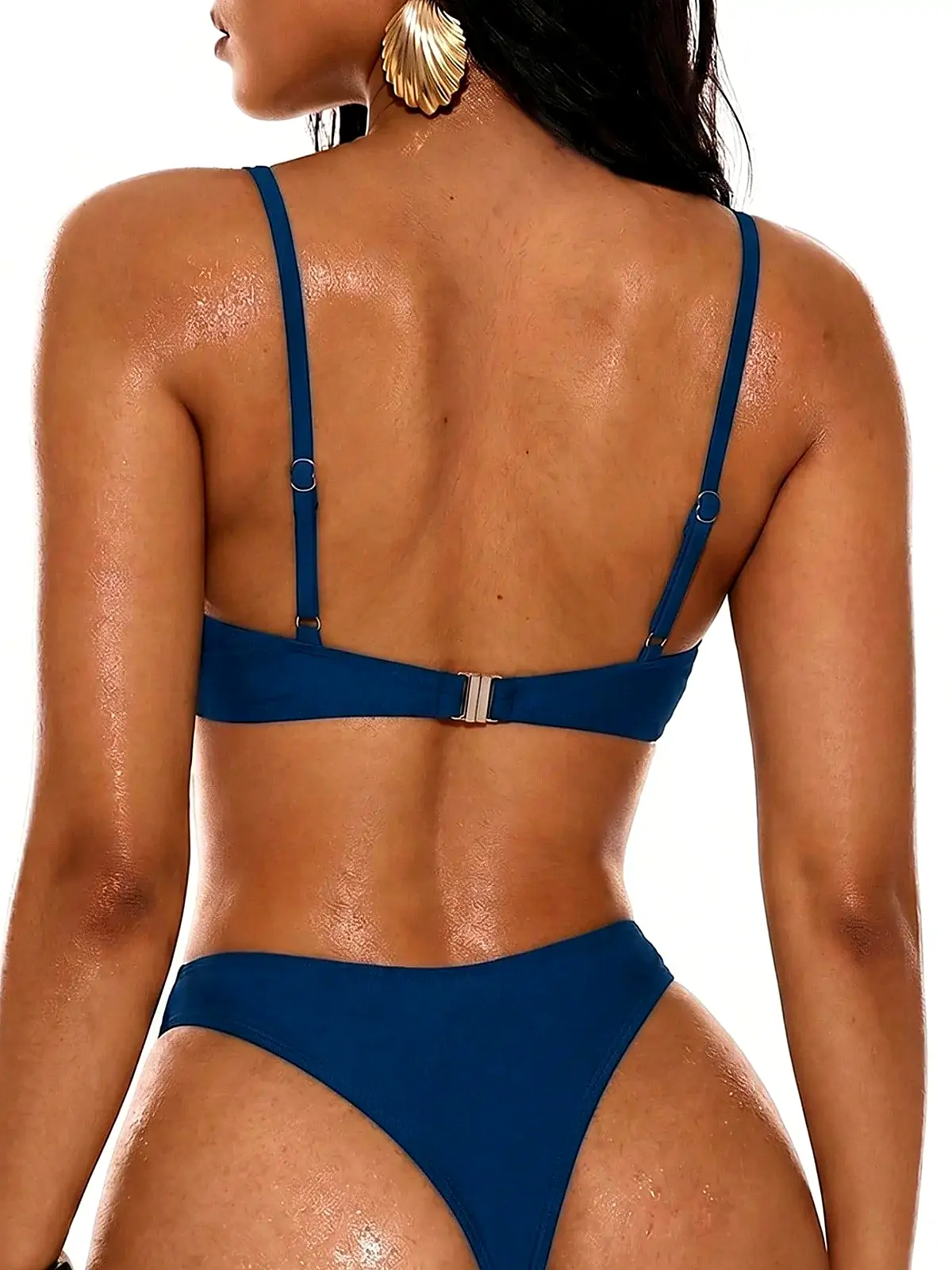 Midriff Cut-Out Gold-Bar One-Piece in chocolate front view — detail view 9