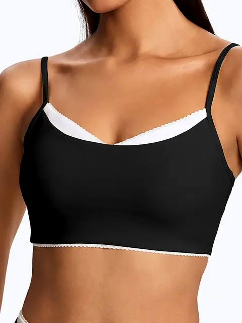Eco Colour-Block Second-skin yoga set in mocha front view