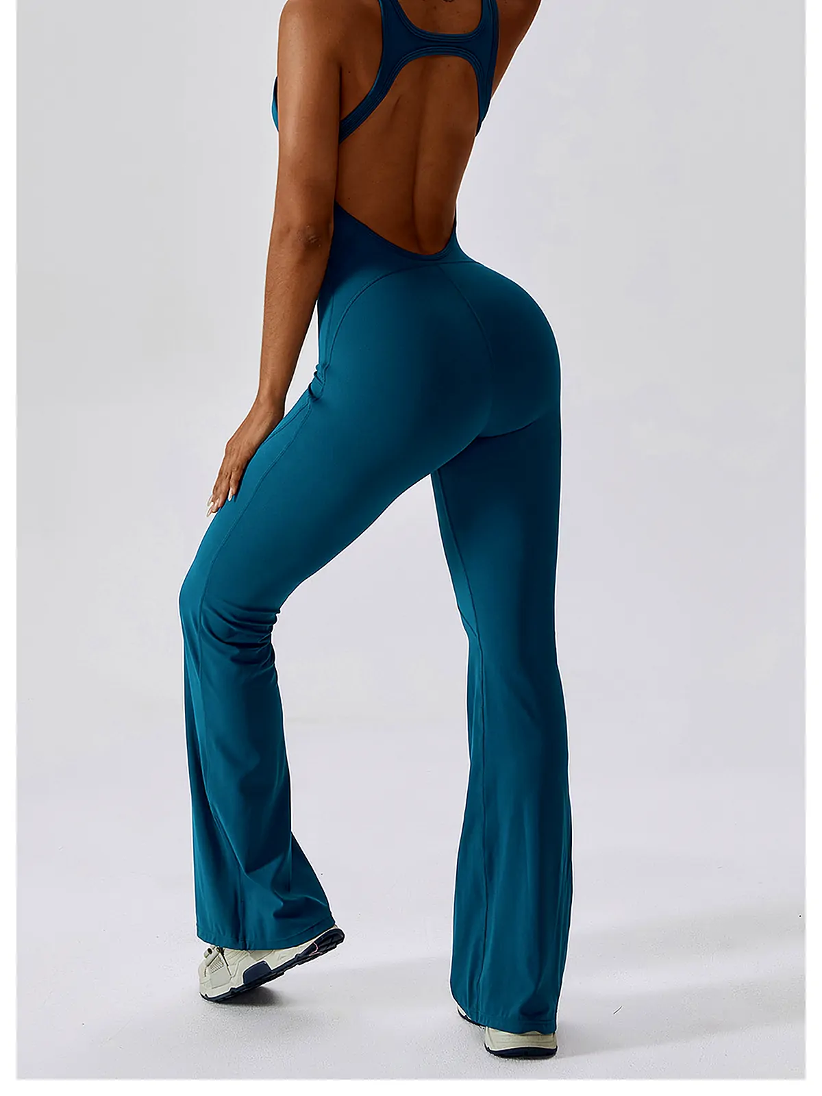 Flared Sculpt Yoga Bodysuit — back seam construction