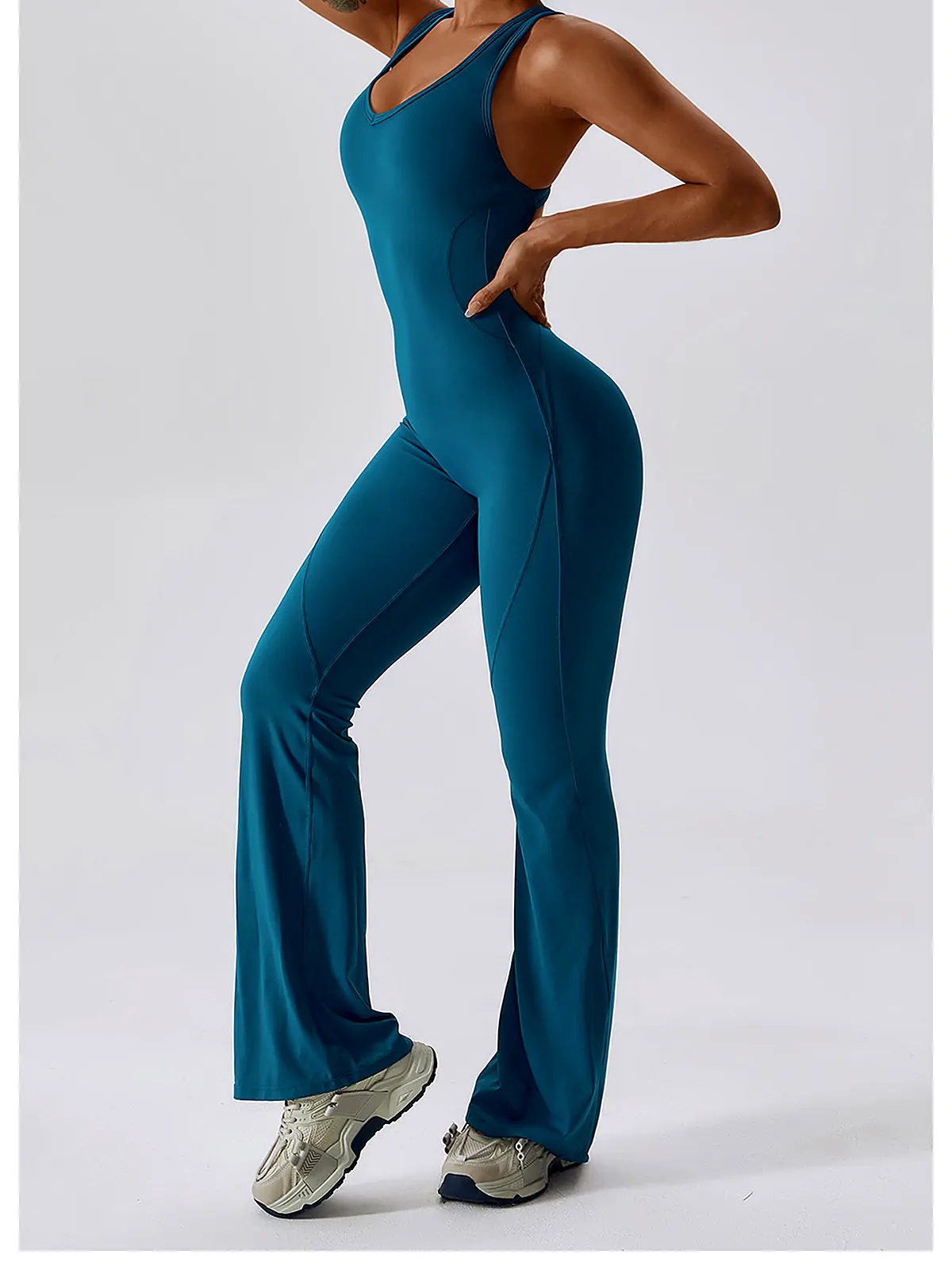 Flared Sculpt Yoga Bodysuit — fabric close-up