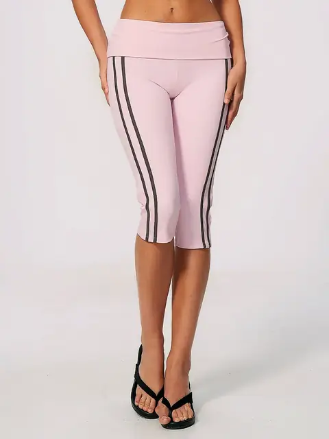 Fold-Waist Peach-Lift capri in peach pink front view