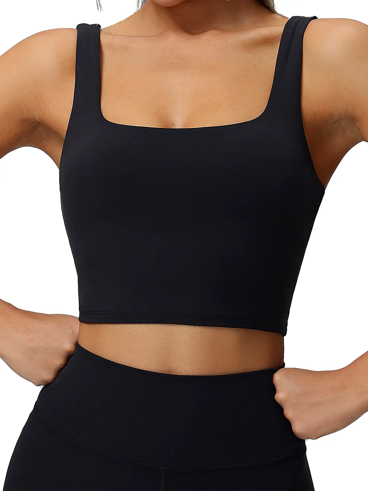 Waistband detail on High-Support lycra yoga bra