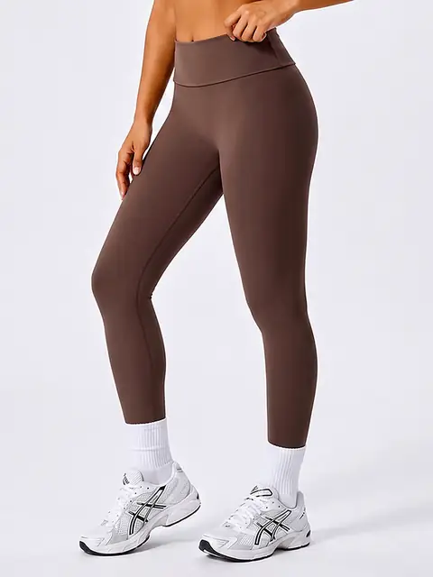 High-Waist sculpt yoga leggings in mocha front view