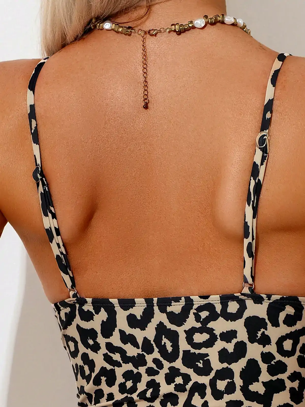 Leopard print camisole One-Piece back seam construction