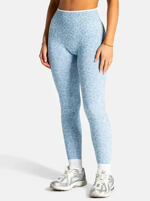 Leopard seamless High-Waist yoga leggings in heather grey front view