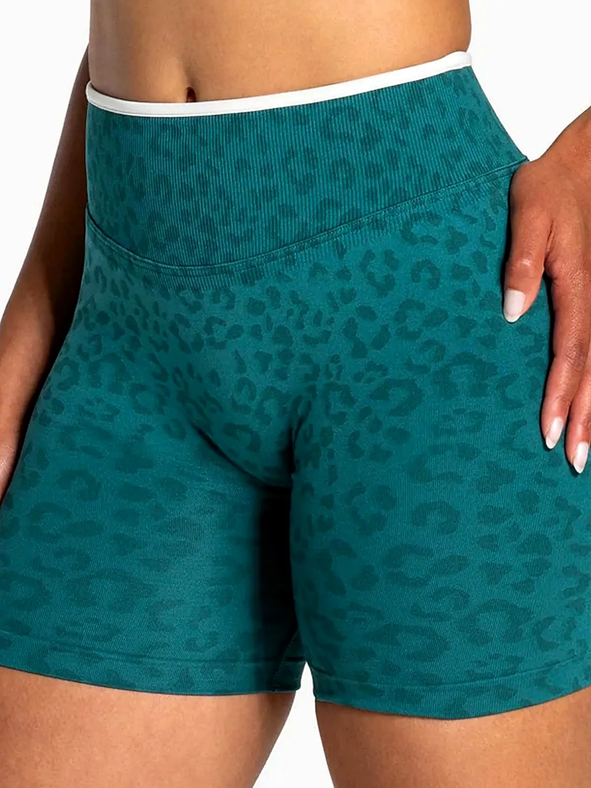 High-waist shorts waistband detail