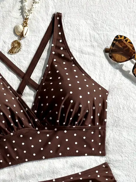 Leopard V-Neck tankini bikini set in leopard front view