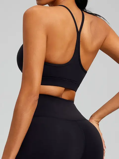 Lycra High-Support Cross-Back yoga tank in auburn front view