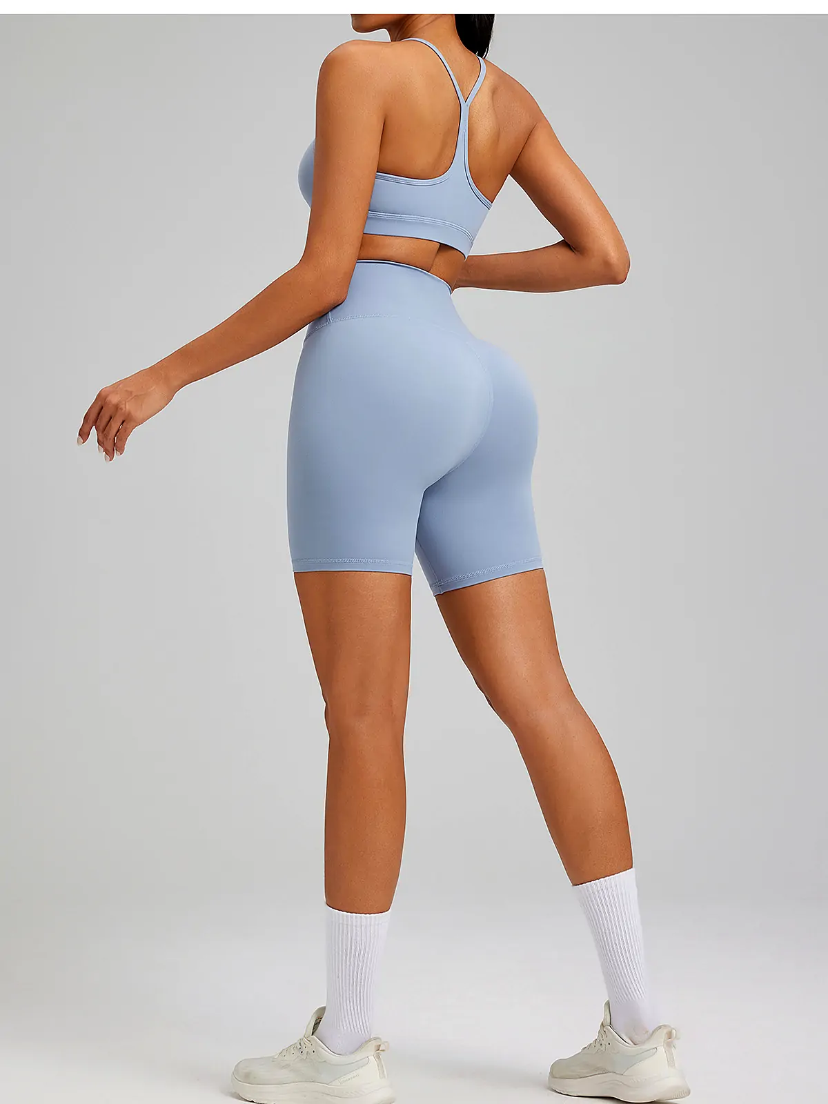 High-waist yoga tank back seam construction