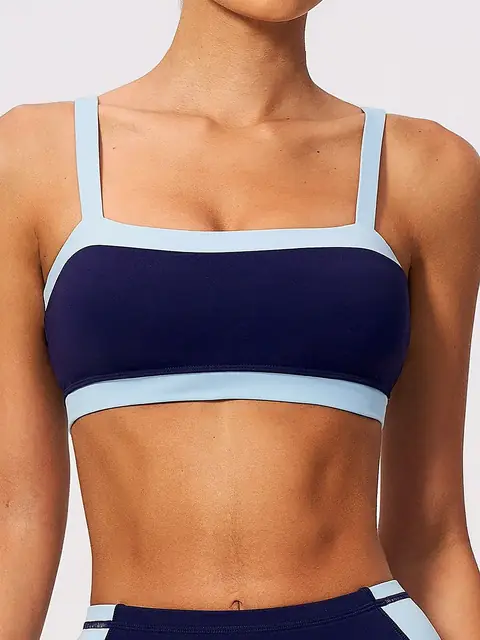 Second-skin Bound-Edge sports bra in auburn front view