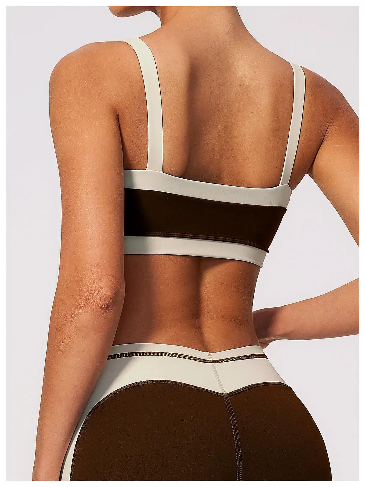 Flatlock seam detail on sports bra