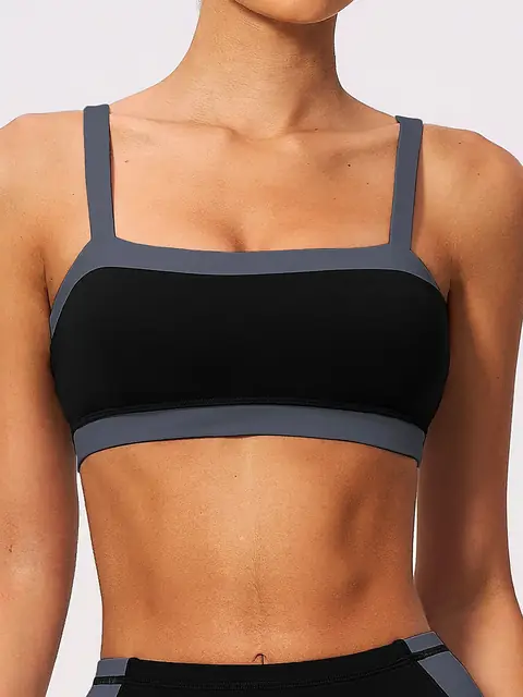 Second-skin Bound-Edge sports bra in mocha front view