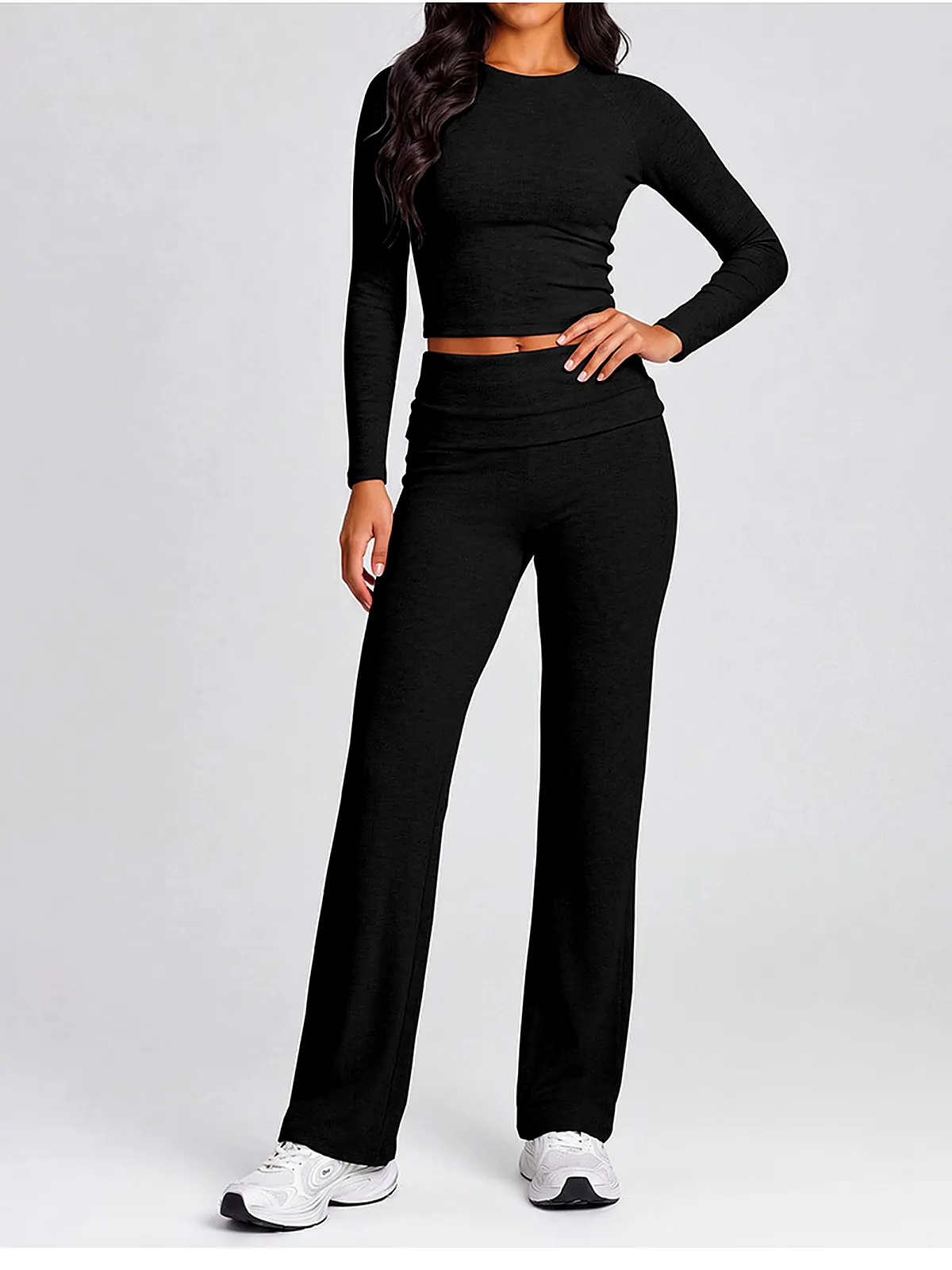 Second-skin flare yoga leggings back seam construction