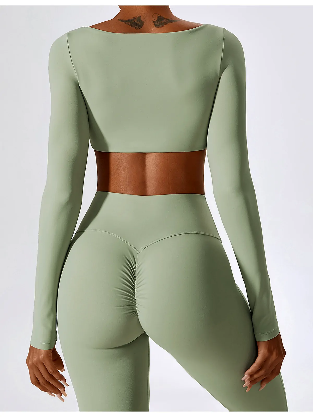 Naked-Feel Long-Sleeve Yoga Tee — back seam construction