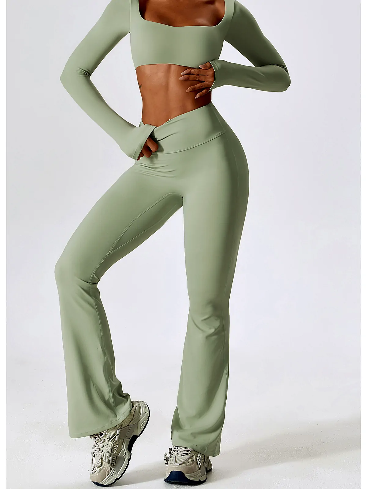 Naked-Feel Long-Sleeve Yoga Tee — fabric close-up