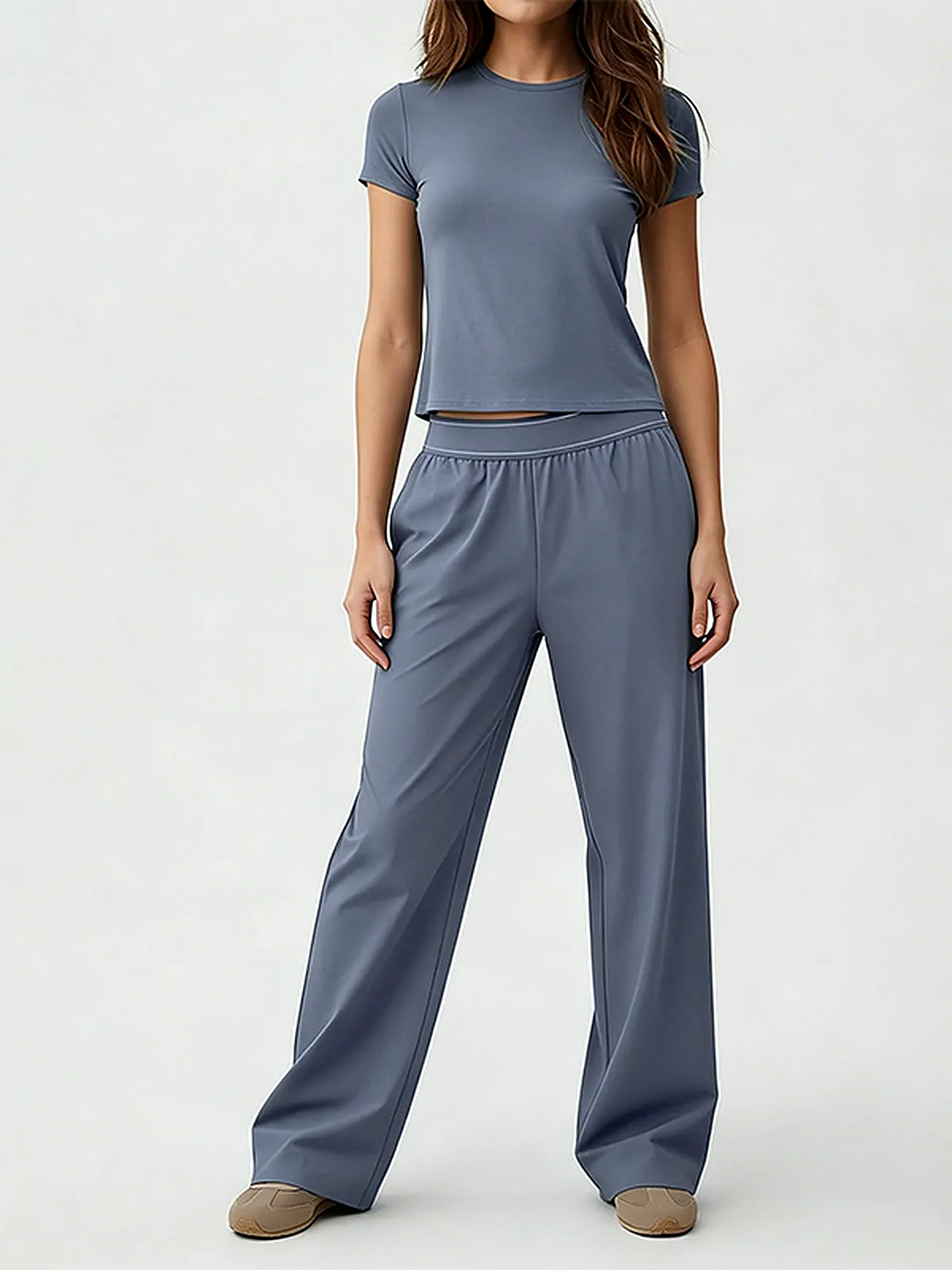 Second-skin Straight-Leg yoga set back seam construction