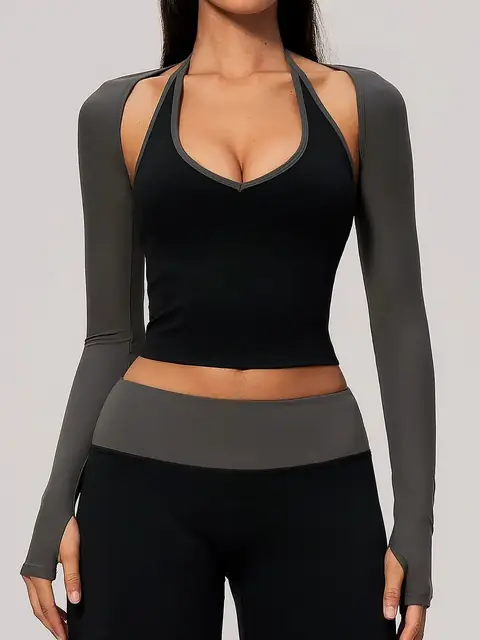 Open-Back Long-Sleeve cover in dark chocolate front view
