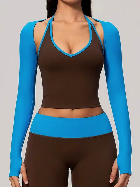 Open-Back Long-Sleeve cover in navy front view