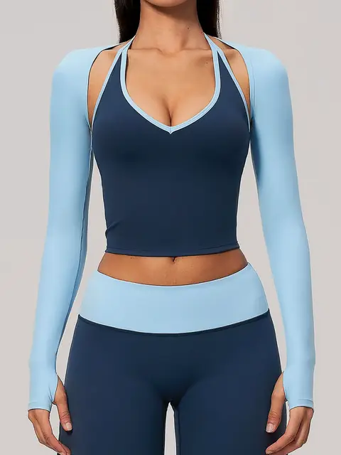 Open-Back Long-Sleeve cover in smoke blue front view