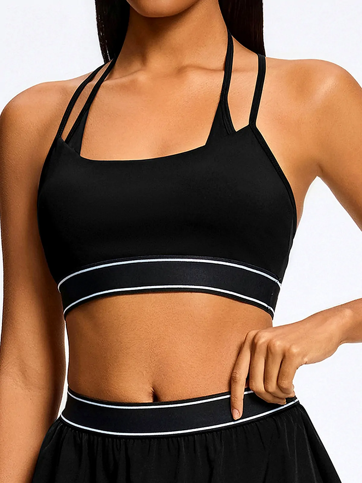 High-waist yoga tank back seam construction