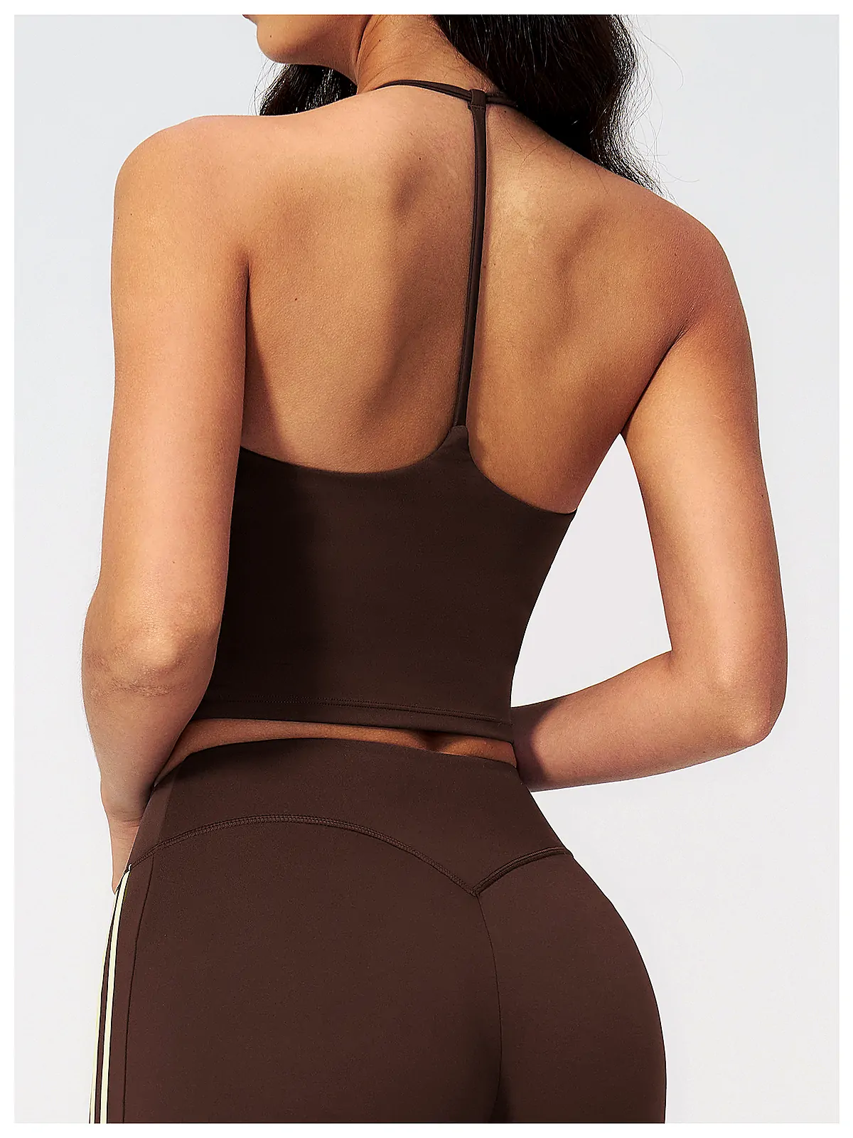 Flatlock seam detail on yoga tank