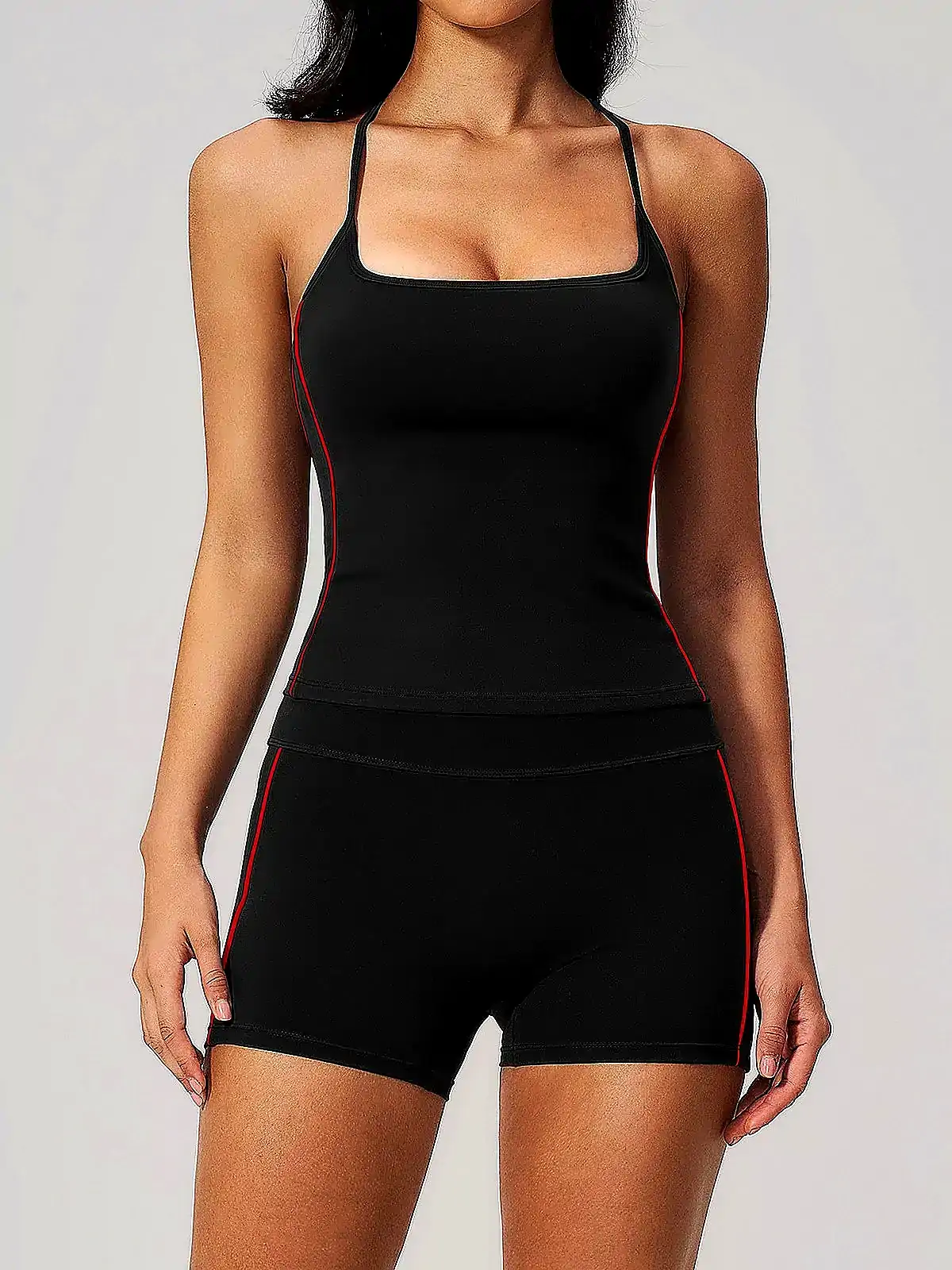 Fit detail on Pilates racerback running yoga set